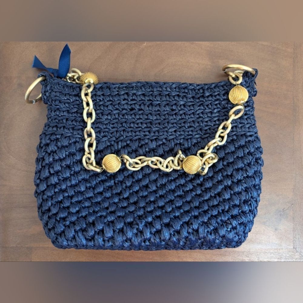 VTG Raffia Eclectic Grandma Coastal Countryside Fairy Whimsical Gold Purse
